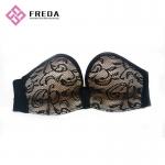 Full Cup Black Lace Body fitted Strapless Backless Sticky Bra