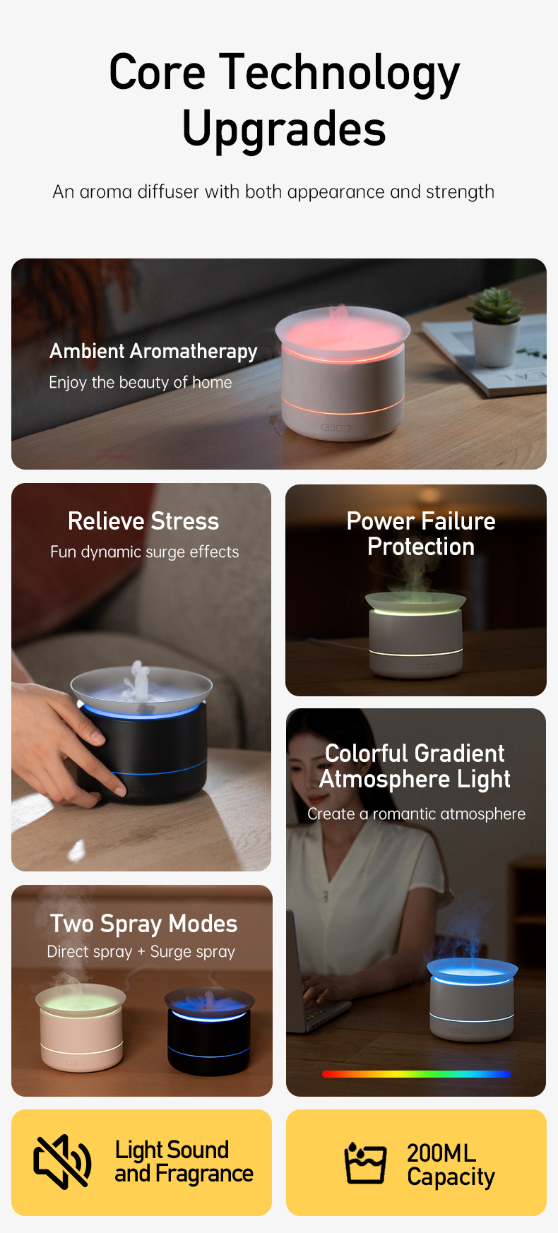 Atmosphere Decoration Delicate Mist Automatic Shutdown Colorful Bedroom Home Aromatherapy Essential Oil Diffuser of Best Gift