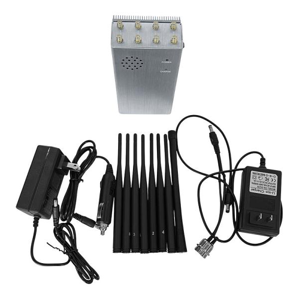 8 Antennas Portable Mobile Phone Signal Jammer with Bigger Hot Sink & Battery Blocks 2G 3G 4G 5G WIFI signals