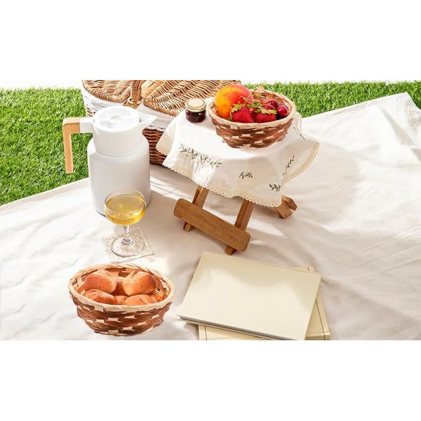 Round Gift Baskets, Bamboo Small Bread & Fruit Baskets, 7" Woven Bread Roll Baskets, Food Serving Baskets, Food Storage Basket For Kitchen Restaurant