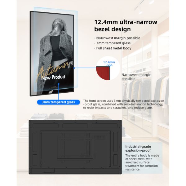Indoor Shop Android Computer Operating Systems Wall Mount Digital Signage Display 24/7