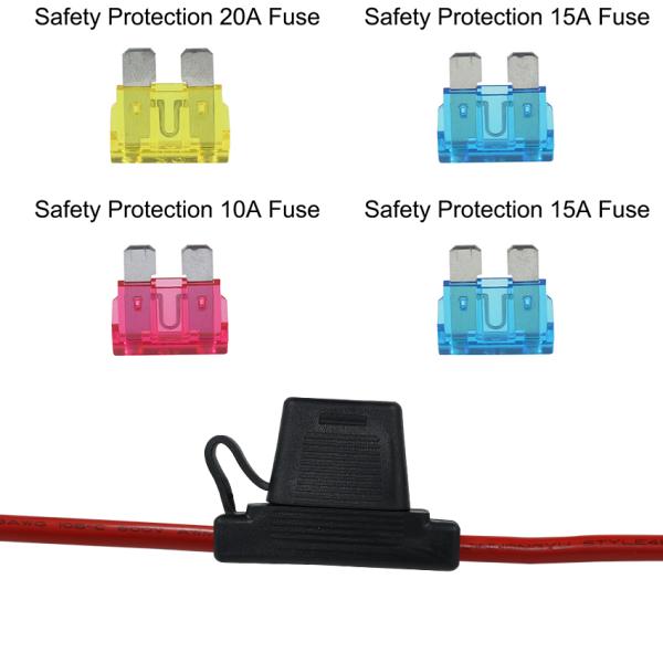 20A Inline Blade Fuse Holder with 12 AWG Wire for Automotive