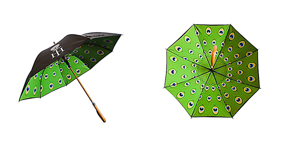 Automatic 46" Wooden Shaft Umbrella Windproof With Double Sided Printing