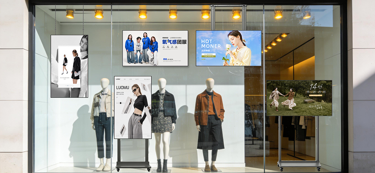 Restaurant 2500 Nits Window Digital Signage Display Ultra-Thin Window Display Screen