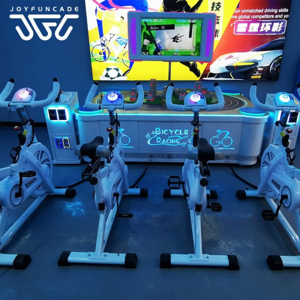 4-Player Bicycle Racing Simulator Machine Commercial Coin-Operated Interactive Sports Arcade Bicycle Racing Arcade Machine Immersive Fitness Cycling