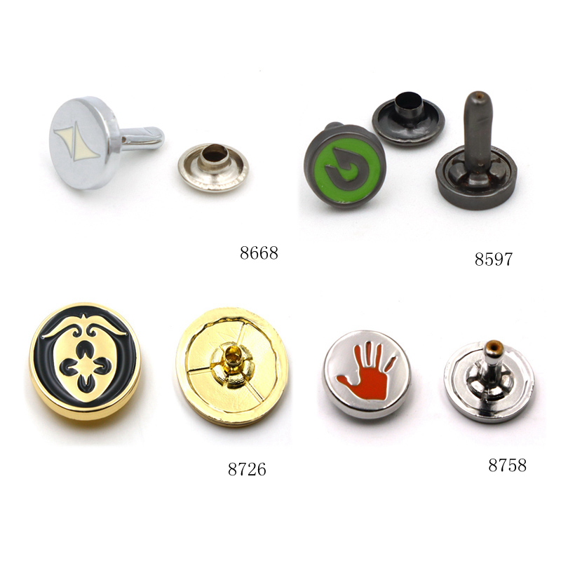 15mm Flat Circle Metal Rivet Studs with Deep Engraved Circular Logo, Decorative Leather Fasteners for Handbags & Dog Collars