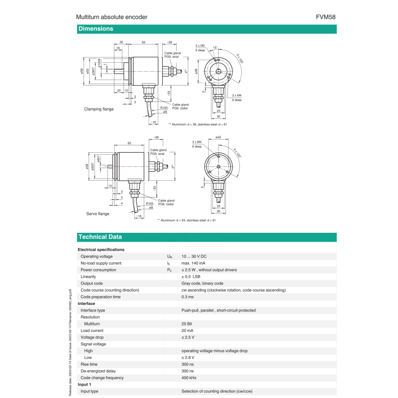 PEPPERL+FUCHS FVM58 Multiturn Absolute Encoder for Industrial Automation with One Year Warranty and Original Brand New Condition