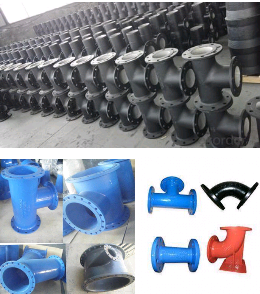 Black Painting Cast Iron Pipe Fittings Ductile Iron Flanged Tee For Pump Part
