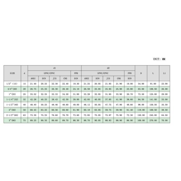 DDCV Double Lobe Function PPH Single Union Non Return Check Valve for Pipe System