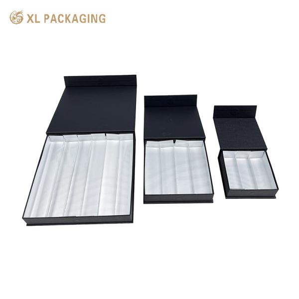 XL Packaging Custom Luxury Boxes Luxury Paperboard Chocolate Paper Box Black Magnetic Gift Box With Paper Dividers