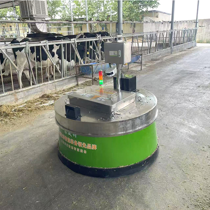 IMETEC Autonomous Feed Pusher Robot LiDAR Depth Camera Navigation Stainless Steel Farm Equipment