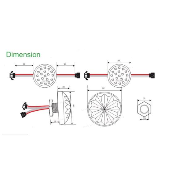 60mm Epistar 5050 LED Amusement Light Cabochon Full Color RGB