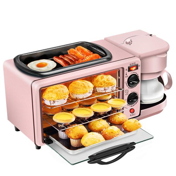 Breakfast Electric Oven Toaster Grill Pan With Drip Coffee Maker Stainless Power Timer OEM 3 In 1