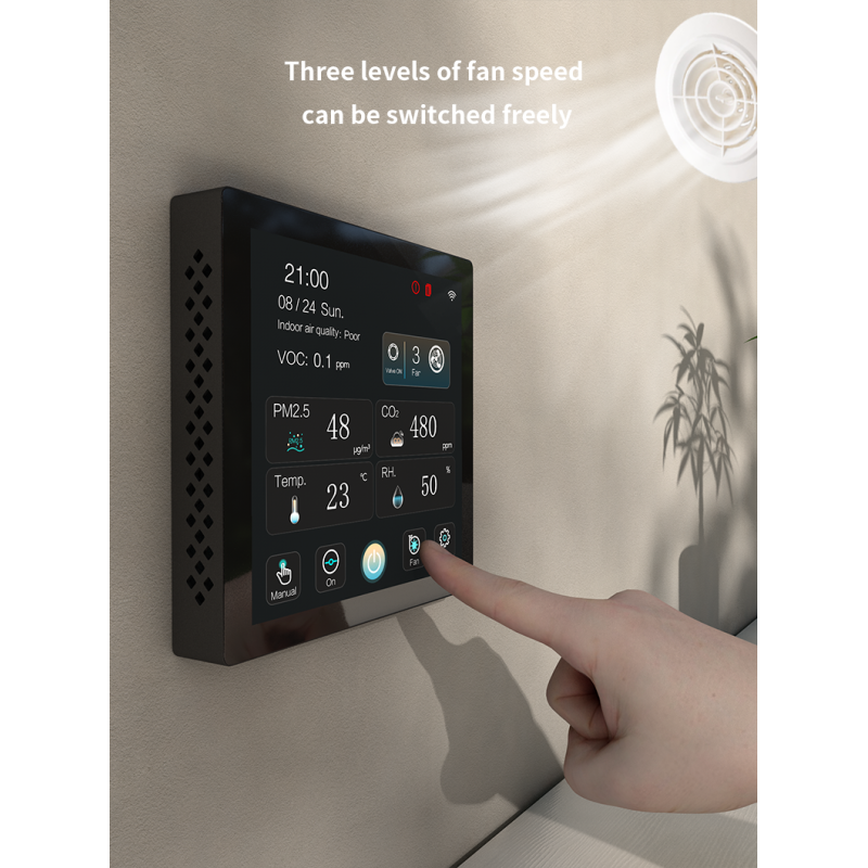4 Inch Color Touchscreen Smart HVAC Controller With Real Time CO2 PM2.5 VOC Monitoring