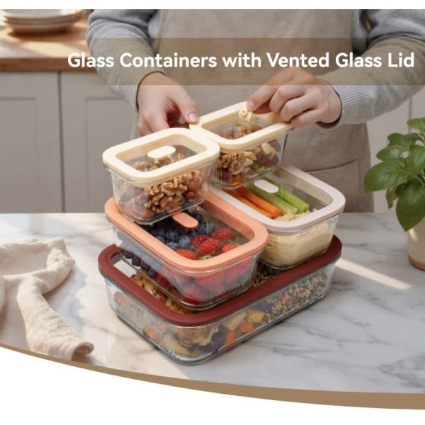 IKOO New Arrival Leakproof Plastic Free Meal Prep Containers with Silicone Framed Airtight Lid