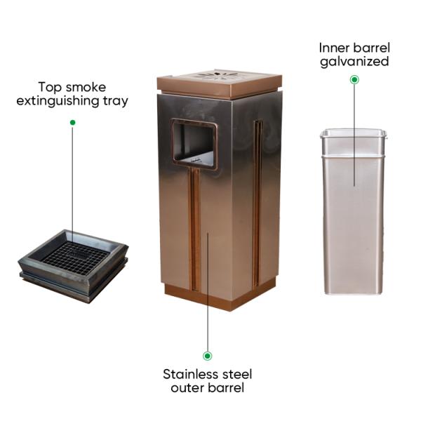 Square Hotel Waste Bin Customized Trash Can Pressing Type Eco Friendly