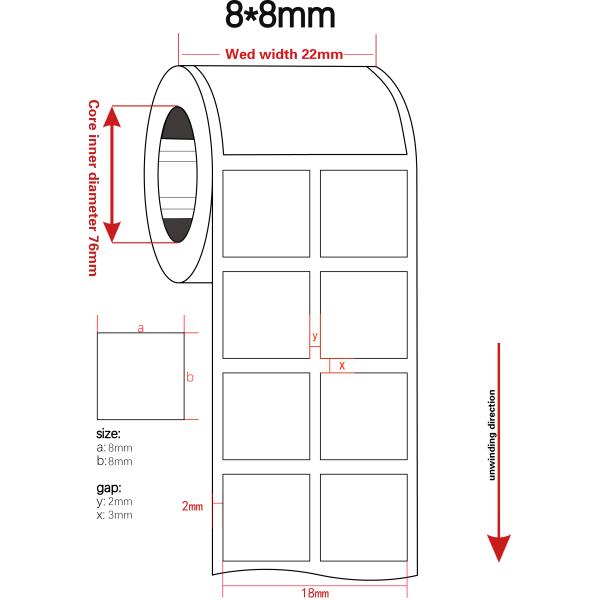 8mmx8mm 1.5mil Black Matte High Temperature Resistant Polyimide Label