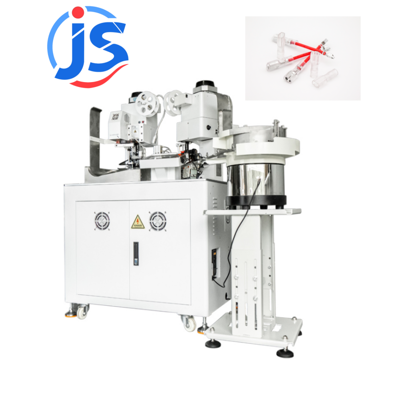 Automatic Double Heads Crimp with One Side Waterproof Plug Insertion Machine with Stripping Cutting Pressing One-stop Service