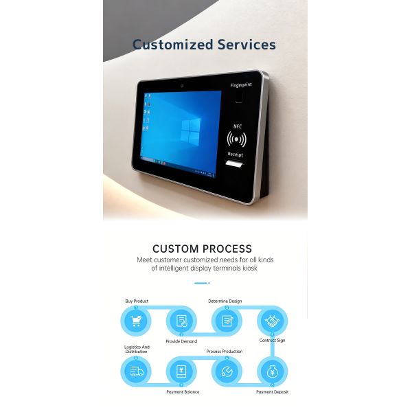 MJK 21.5 Inch Wall-Mounted Self Service Kiosk Touch Screen Terminal with Printer Digital Signage and Displays