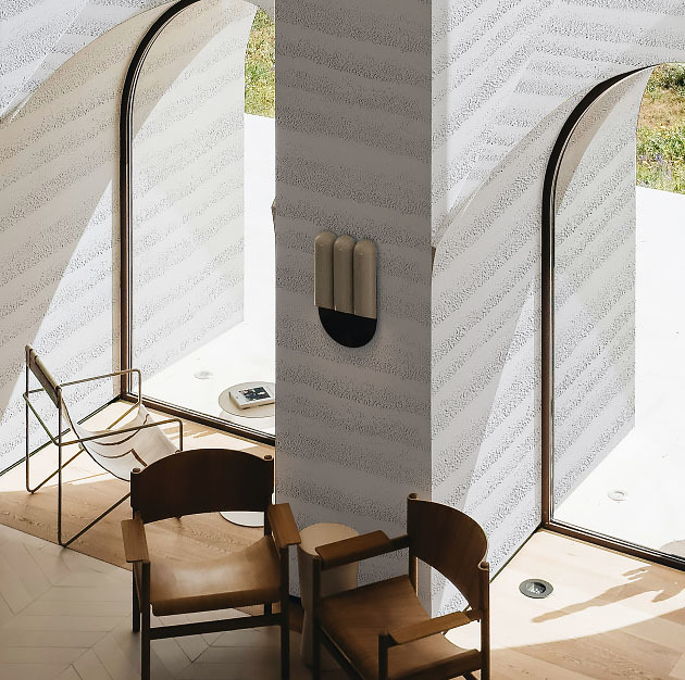 Coarse Rammed Earth Flexible Stone MCM Wall Panel Soft Porcelain Column Cladding For Storefronts