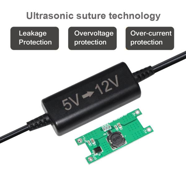 5V to 12V USB DC Converter Cable with 5.5x2.1mm Plug