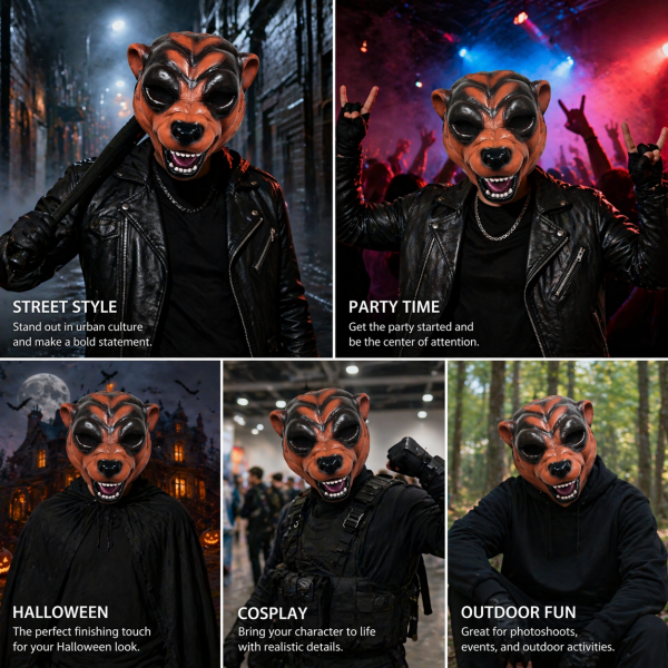 Latex Material Monster Mask with Bold and Creative Designs in One Size Fit Most for Festivals and Theatrical Shows