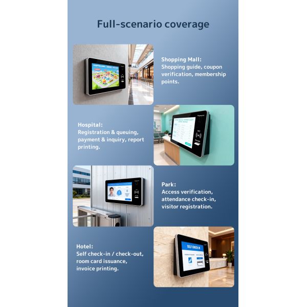 MJK 21.5 Inch Wall-Mounted Self Service Kiosk Touch Screen Terminal with Printer Digital Signage and Displays