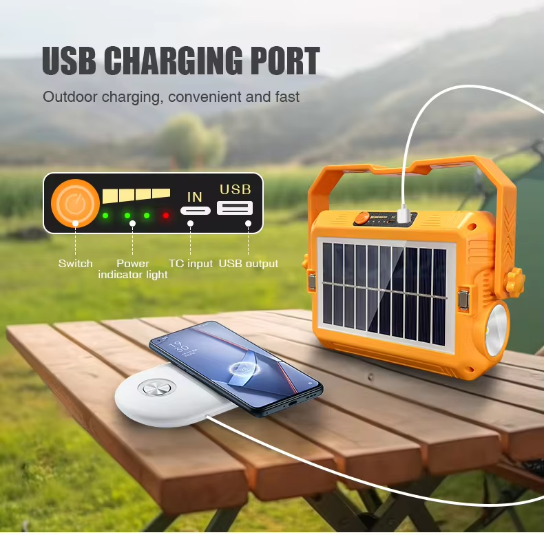 Multifunctional Solar-Powered Portable Work Light - Side view