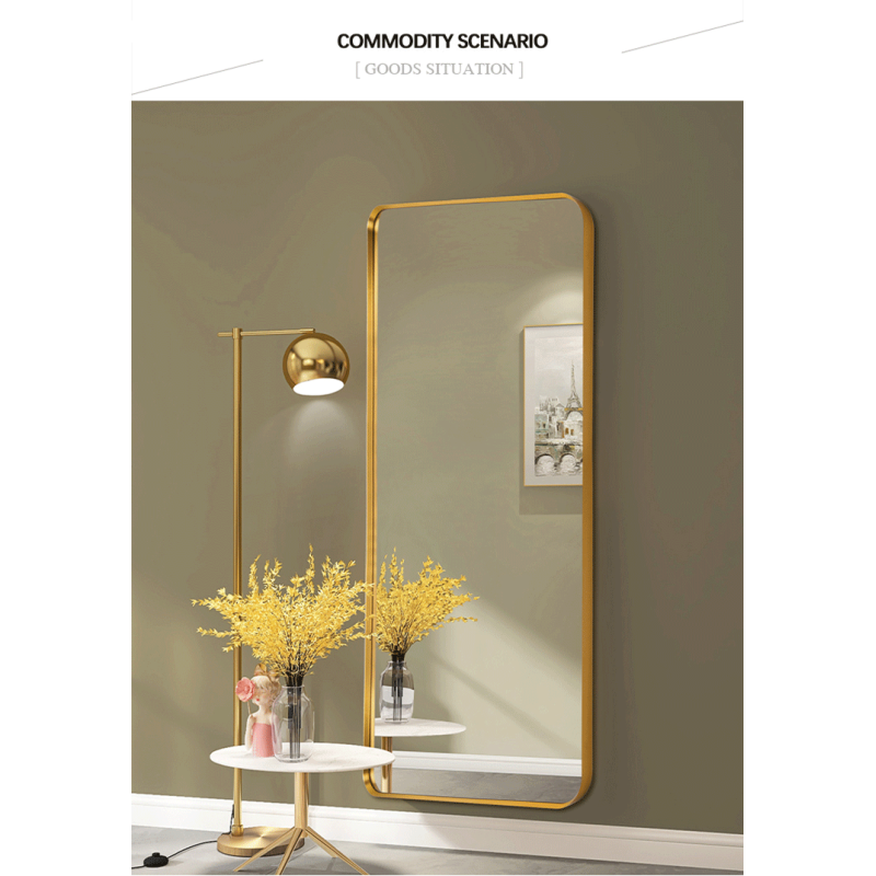 Aluminum frame rectangular dressing mirror front view