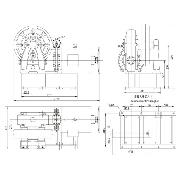 1.0m/S VVVF Compact Lift Geared Traction Machine With Elevator Spare Parts