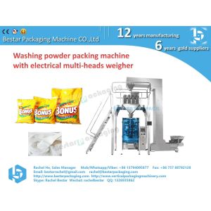 Stainless steel packaging machine weighing detergent powder and packing