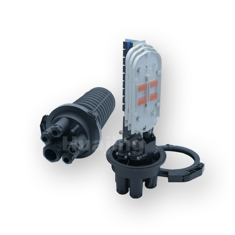 5 Ports Vertical Fiber Optic Closure Mechanical Sealing Supporting 1:32 PLC Splitter