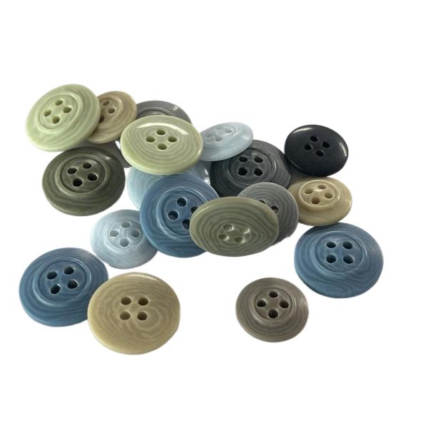 Semi Shiny Imitation Corozo Buttons Four Hole Rim Back Customized Color And Size