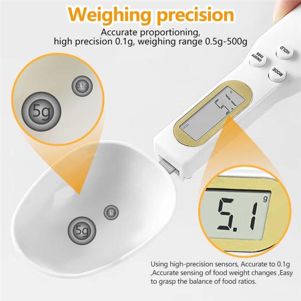Veidt ROUND Design 500g/0.1g Digital Spoon Kitchen Measuring Spoon Precise Weight Measuring Function and Electronic Spoon