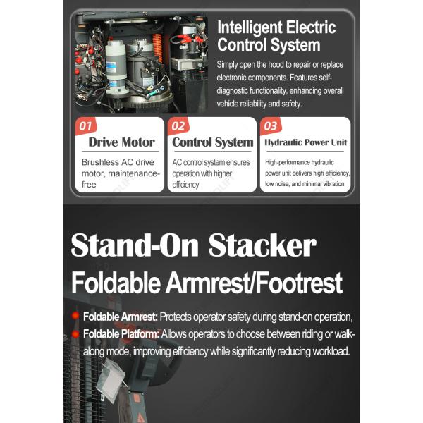 CDD15P-Li Stand-On Pallet Stacker With Standard Mast