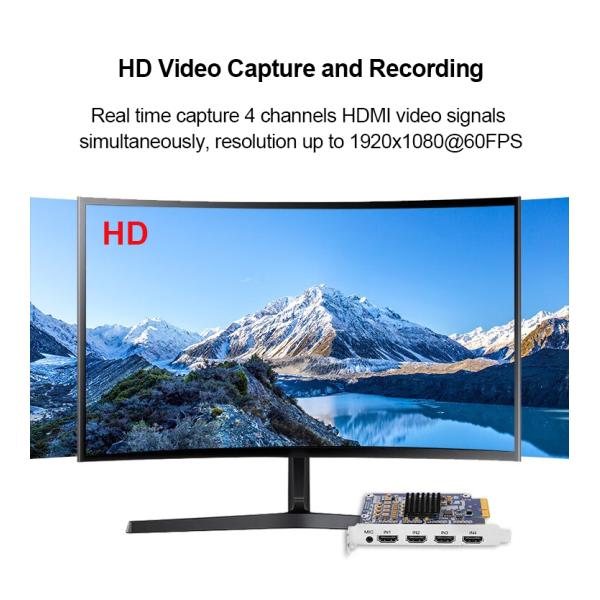 TC200N4 4 Channels 1080P60 PCIe HDMI Video Capture Card Multipurpose