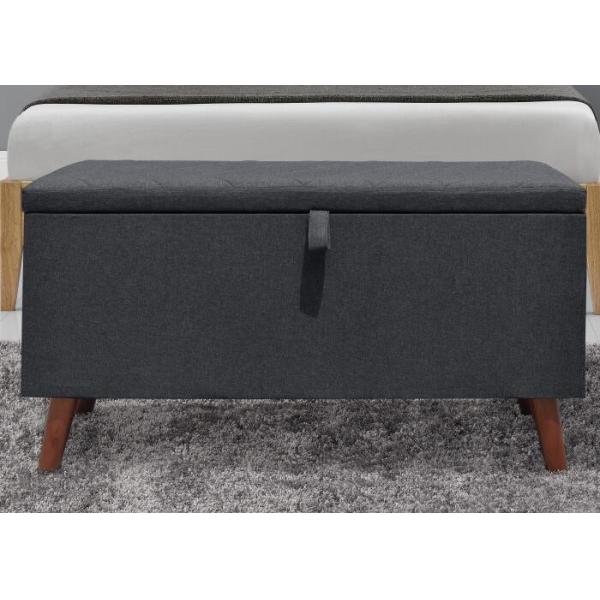 Dark Grey Fabric Storage Ottoman