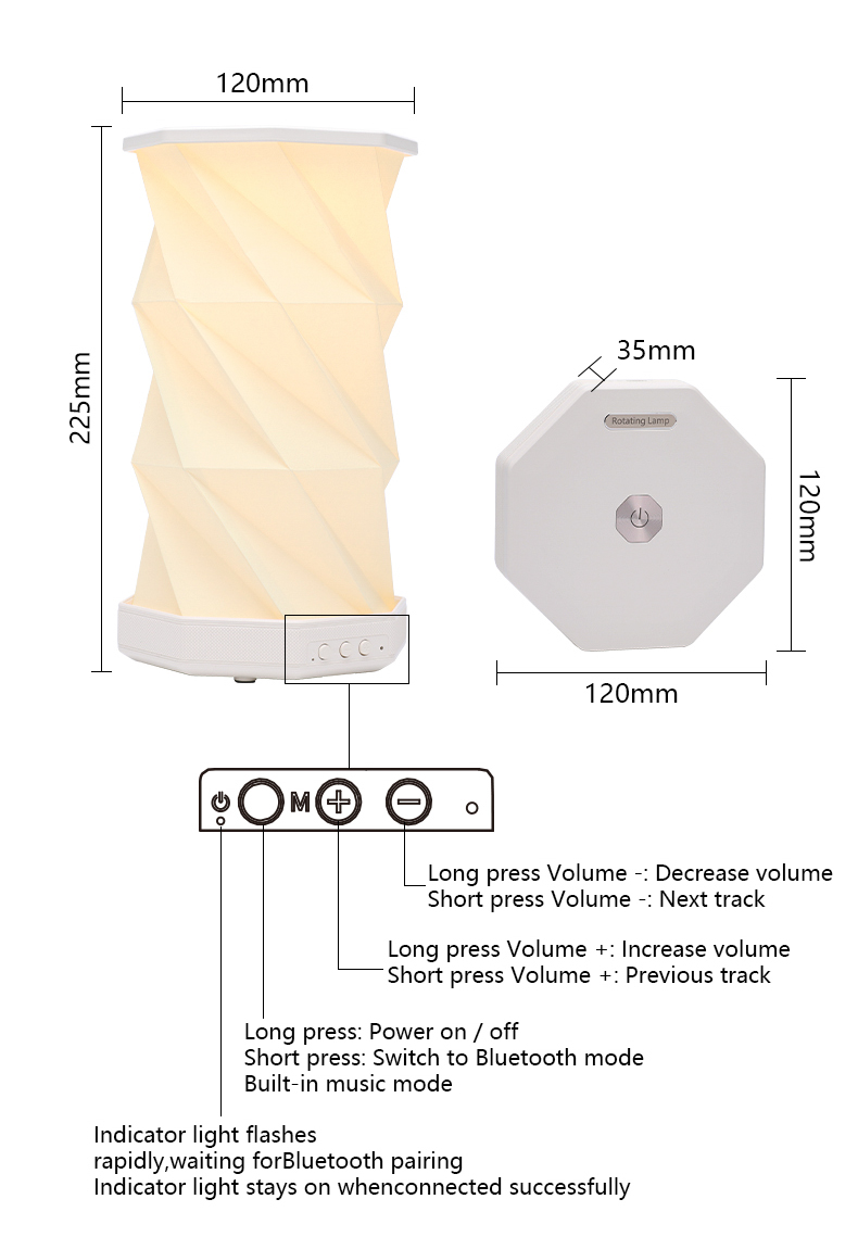 Foldable Rotating Paper Lamp USB Rechargeable Touch Control Dimmable LED Portable Table Lamp for Outdoor Camping Gift