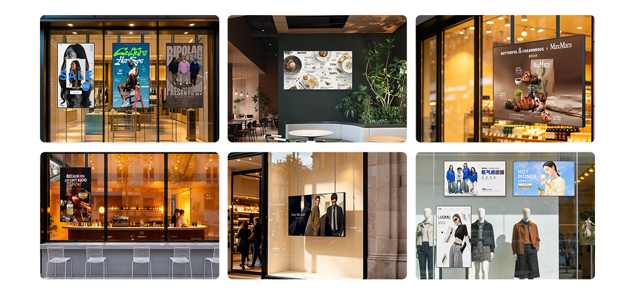 Restaurant 2500 Nits Window Digital Signage Display Ultra-Thin Window Display Screen