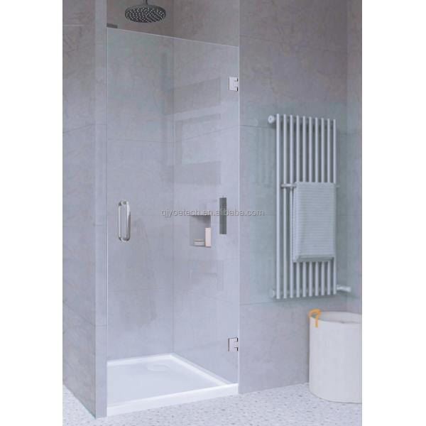 Customized Color Tempered Glass Single Frameless Shower Door with Solid Hinged Handle