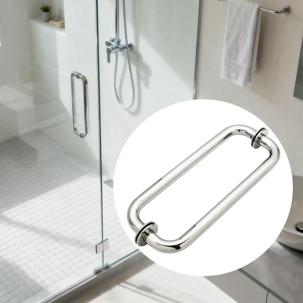 Round Shaped Long Main Door Handle Rose Mirror Pull Handle Shower Door Handles