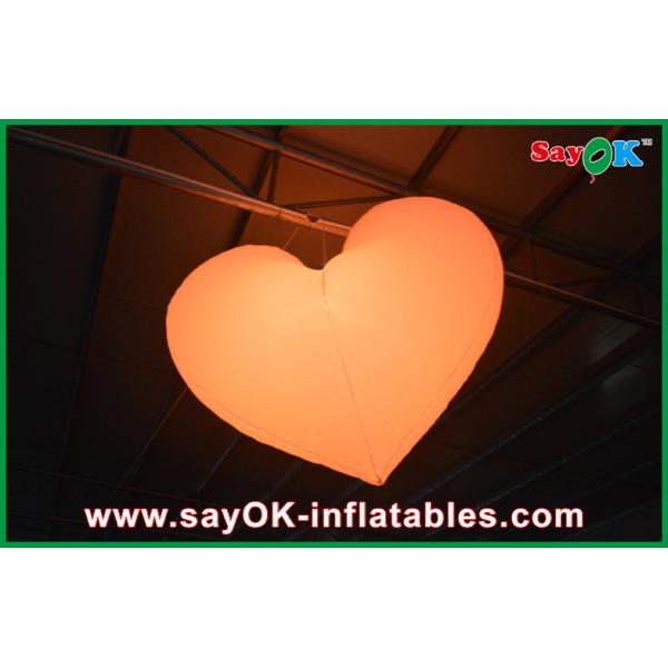 Orange / Red Led Inflatable Light Hanging Heart For Christmas Decoration