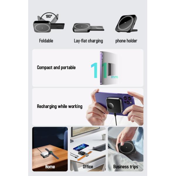 Lightweight Iphone 15 Pro Max Charger Convenient 3 In 1 Charging Station