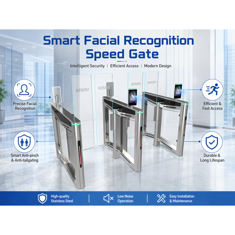 Office Speed Gate Entrance Access Control & Attendance System with Face Recognition and Auto-Reset