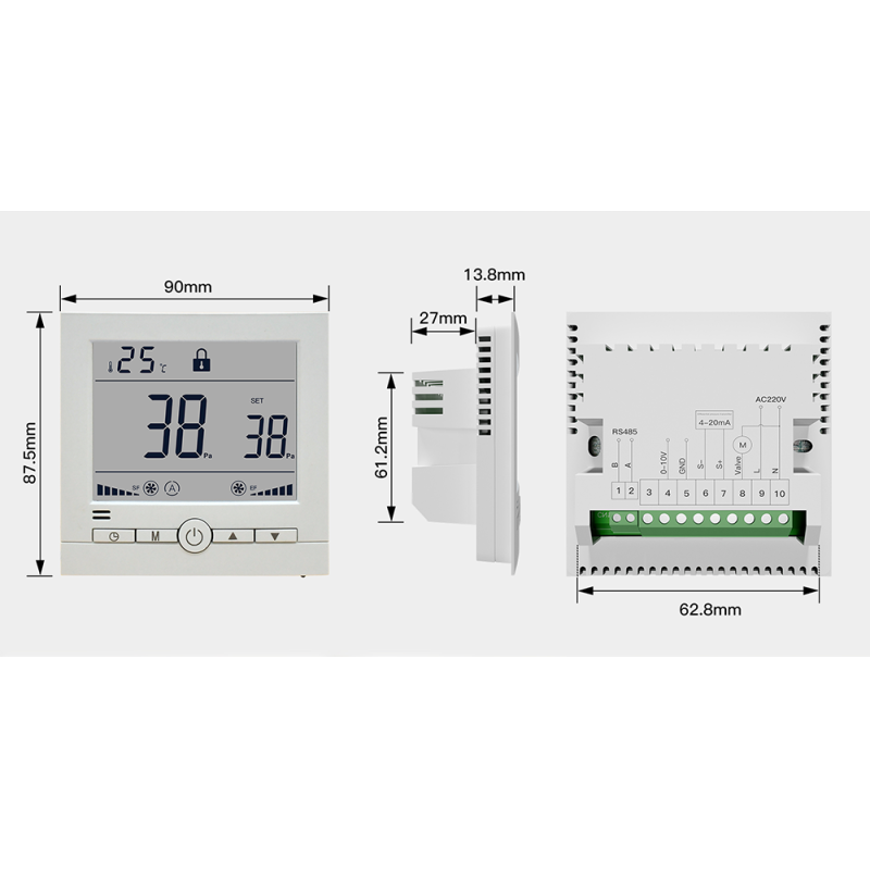Digital LCD Display Differential Pressure Controller Wall Mounting For Automatic Control