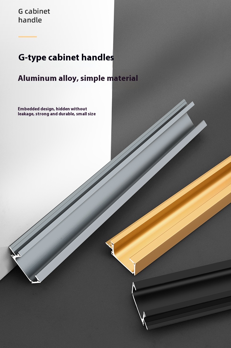 Rectangle Stainless Steel Modern Durable Furniture Handles Knobs Full-Height Hidden Dresser Cabinet Door Wardrobes Living Room