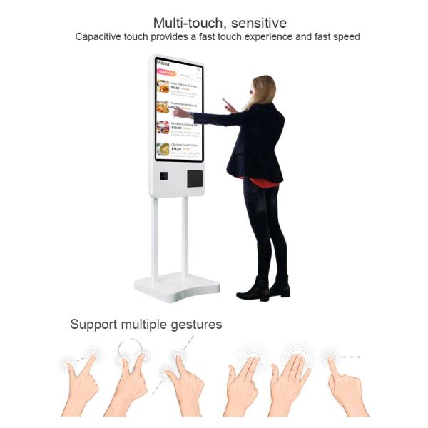 24 Inch Restaurant Self Service Kiosk With Ticket Printer Scanner NFC