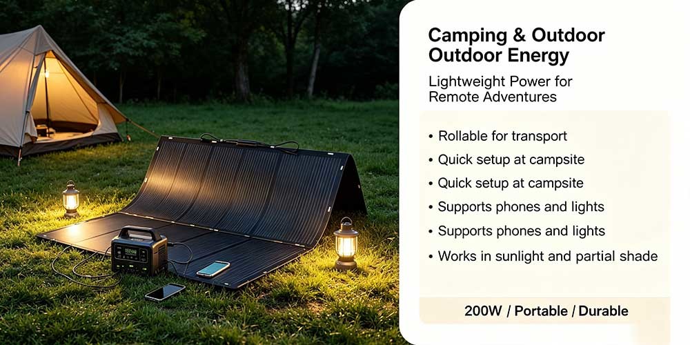 200W Anti‑Aging Flexible Solar Panel, 23% Efficiency Waterproof Bendable Solar Kit for RV, Yacht & Balcony Projects