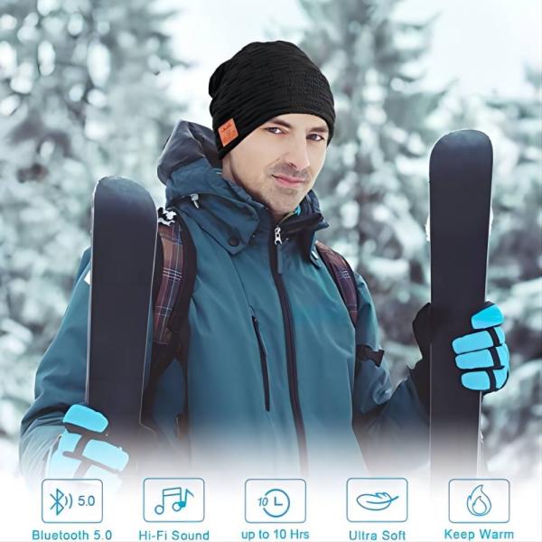 Bluetooth Beanie Hat Wireless Bluetooth speaker Black hat with music enjoy as Stocking Stuffers Gifts for family