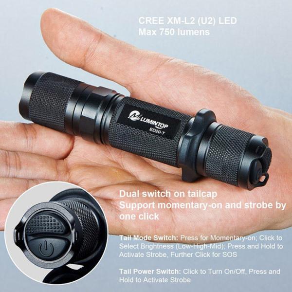Alloy Lumintop Ed20 T Flashlight , Search And Rescue Torch With Remote Controller